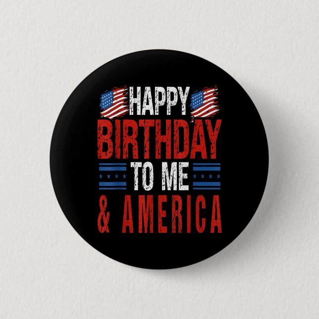 4 juli Födelsedag Grattis Amerika på födelsedagen Knapp (Framsida)