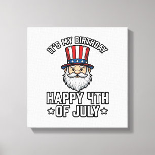 4 juli Födelsedags Tomte Patriotisk Shirt Design_ Canvastryck