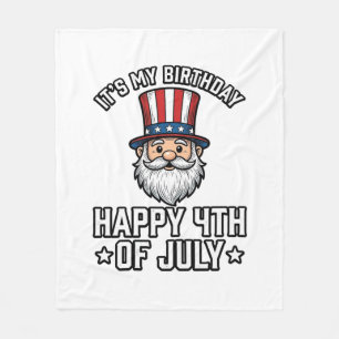 4 juli Födelsedags Tomte Patriotisk Shirt Design_ Fleecefilt