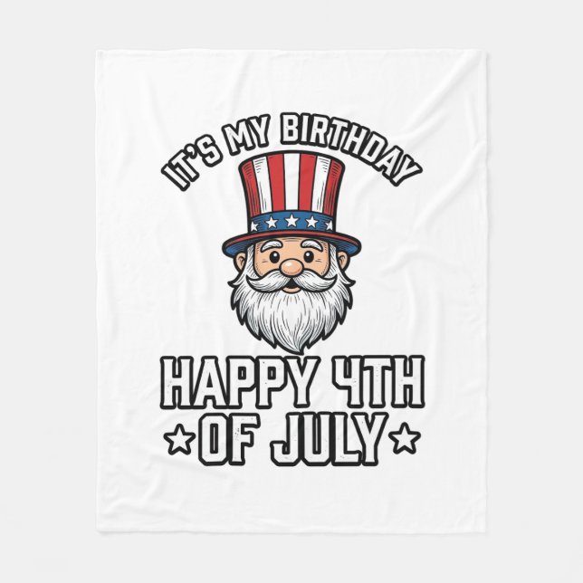 4 juli Födelsedags Tomte Patriotisk Shirt Design_ Fleecefilt (Framsidan)