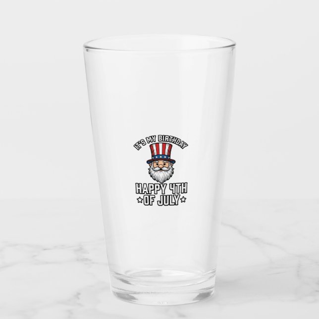 4 juli Födelsedags Tomte Patriotisk Shirt Design_ Glaskopp (Framsida)