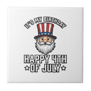 4 juli Födelsedags Tomte Patriotisk Shirt Design_ Kakelplatta