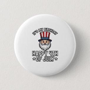 4 juli Födelsedags Tomte Patriotisk Shirt Design_ Knapp