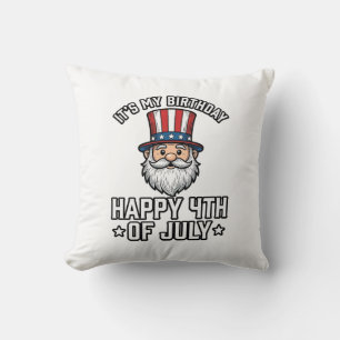 4 juli Födelsedags Tomte Patriotisk Shirt Design_ Kudde