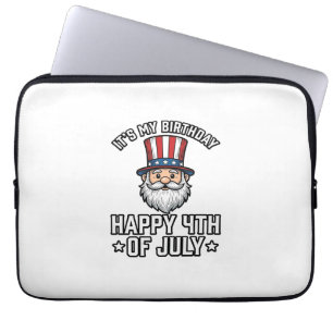 4 juli Födelsedags Tomte Patriotisk Shirt Design_ Laptop Fodral