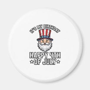 4 juli Födelsedags Tomte Patriotisk Shirt Design_ Magnet