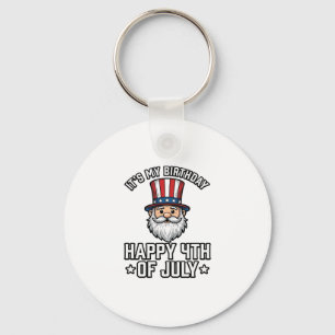 4 juli Födelsedags Tomte Patriotisk Shirt Design_ Nyckelring