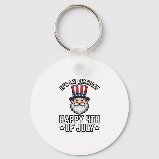 4 juli Födelsedags Tomte Patriotisk Shirt Design_ Nyckelring (Framsida)
