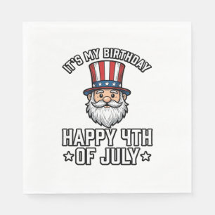 4 juli Födelsedags Tomte Patriotisk Shirt Design_ Pappersservett