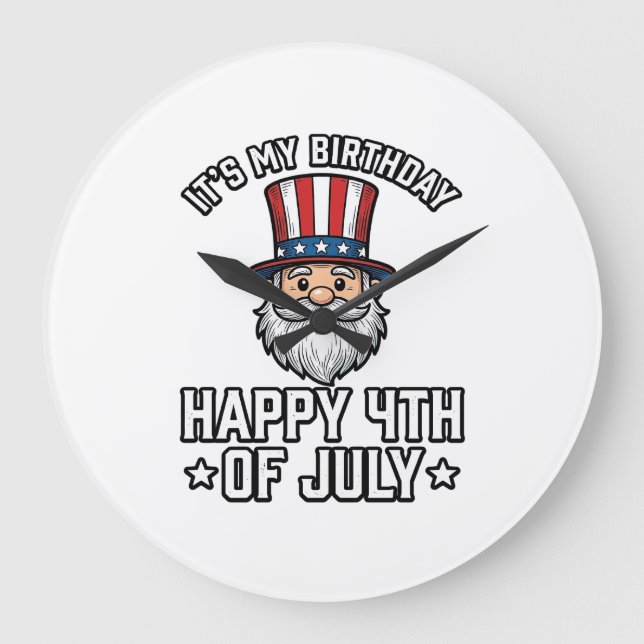 4 juli Födelsedags Tomte Patriotisk Shirt Design_ Stor Klocka (Framsida)