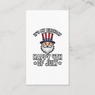 4 juli Födelsedags Tomte Patriotisk Shirt Design_ Visitkort