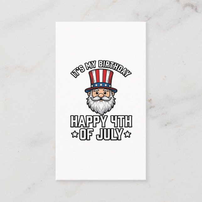 4 juli Födelsedags Tomte Patriotisk Shirt Design_ Visitkort (Framsida)