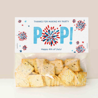 4 juli Födelsedagsfest Treat Bag Toppers Placeringskort