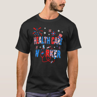 4 juli för kvinnor Stetoskop hälsovård arbete T Shirt