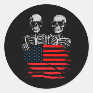 4 juli för Women Manar American Flagga Skull Skel Runt Klistermärke