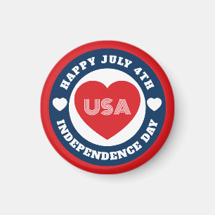 4 juli Förälskad i USA Patriotisk Röd Vit Blå Magnet