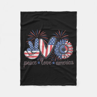 4 juli fred kärlek Amerika fyrverkerier flagga Fleecefilt
