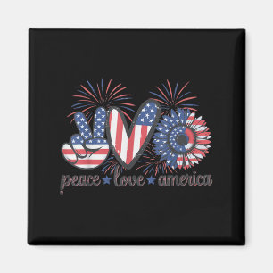 4 juli fred kärlek Amerika fyrverkerier flagga Magnet