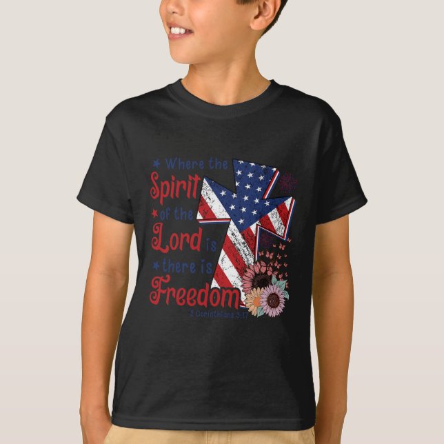 4 juli frihet där Herrens Ande är T Shirt (Framsida)