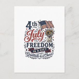 4 juli frihet tack vintage skjorta design vykort