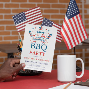 4 juli fyrverkeri BBQ-fest inbjudan