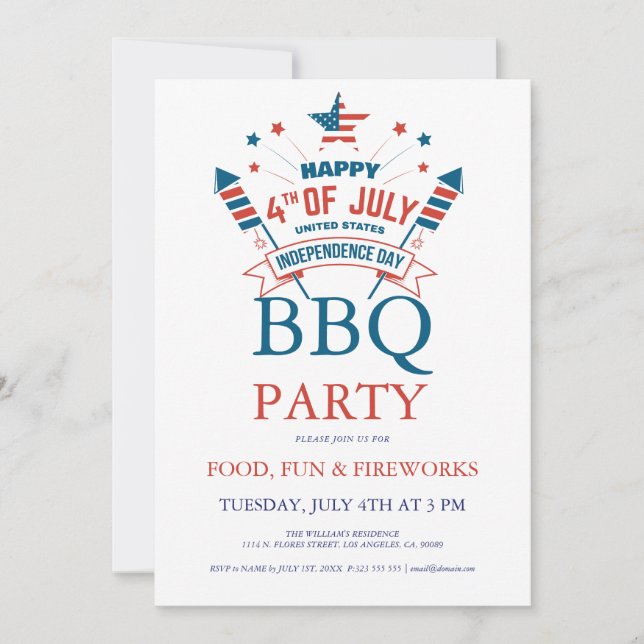 4 juli fyrverkeri BQ-fest inbjudan (Framsida)