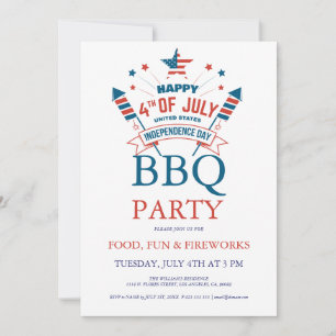 4 juli fyrverkeri BQ-fest inbjudan