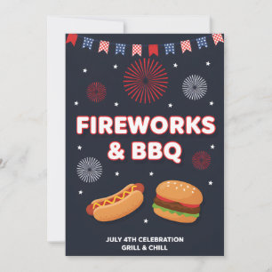 4 juli fyrverkerier grillfest patriotisk USA själv Julkort