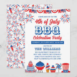 4 juli fyrverkerier Självständighetsdagen Grillfes Inbjudningar