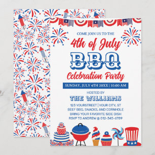 4 juli fyrverkerier Självständighetsdagen Grillfes Inbjudningar