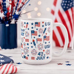 4 juli 🇺🇸 Fyrverkerier, Stjärnor & Amerikansk Kaffemugg