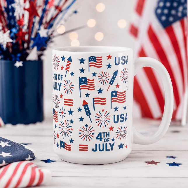 4 juli 🇺🇸 | Fyrverkerier, Stjärnor & Amerikansk Kaffemugg (Skapare uppladdad)