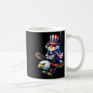 4 juli Gamer Patriotisk Farbror Sam Retro Pixel Kaffemugg