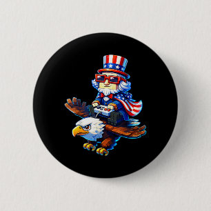 4 juli Gamer Patriotisk Farbror Sam Retro Pixel Knapp