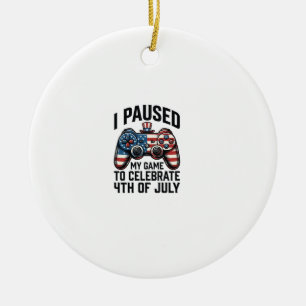 4 juli Gamer Patriotisk TV-spels T-shirt_1 Julgransprydnad Keramik