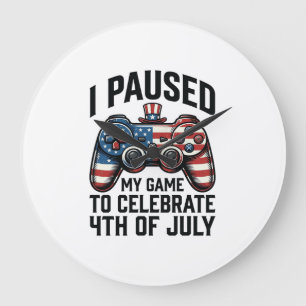 4 juli Gamer Patriotisk TV-spels T-shirt_1 Stor Klocka