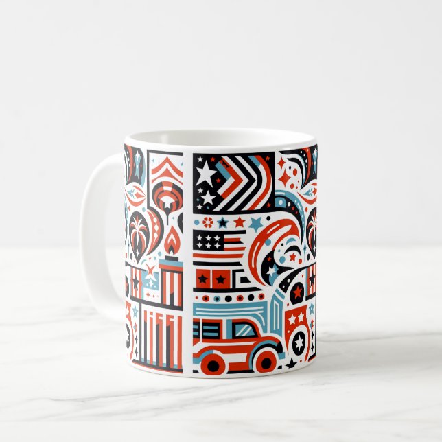 4 juli Generativt Mönster Kaffemugg (Framsida vänster)