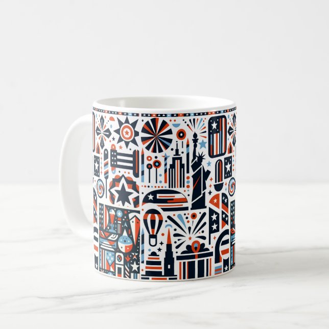 4 juli Generativt Mönster Kaffemugg (Framsida vänster)