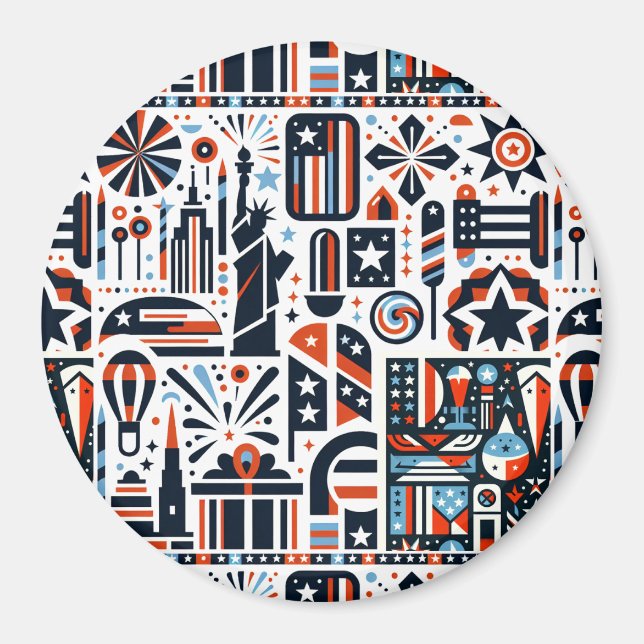 4 juli Generativt Mönster Magnet (Framsidan)