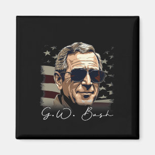 4 juli George W. Bush President Porträtt Patr Magnet