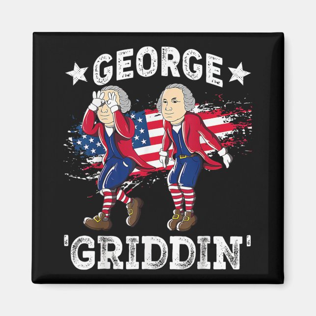 4 juli George Washington Griddy George Griddi Magnet (Framsidan)