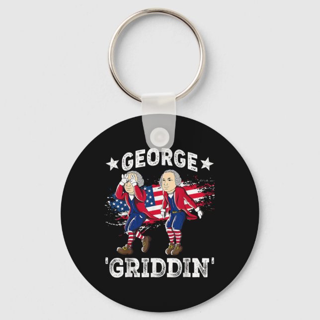 4 juli George Washington Griddy George Griddi Nyckelring (Framsida)