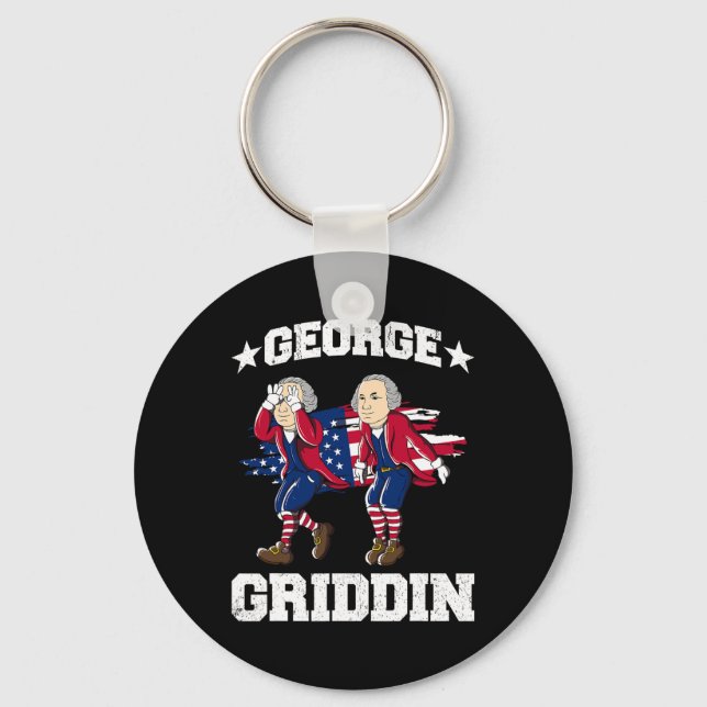 4 juli George Washington Griddy George Griddi Nyckelring (Framsida)