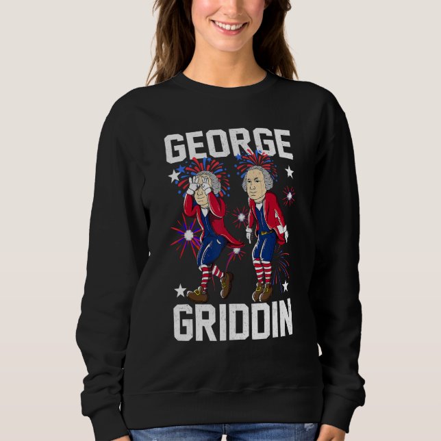 4 juli George Washington Griddy George Griddi T Shirt (Framsida)