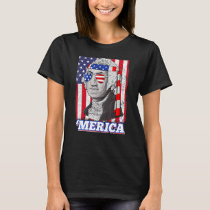 4 juli George Washington Patriotic Merica Fla T Shirt