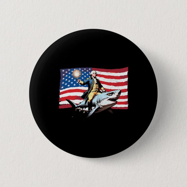 4 juli George Washington Riding Shark America Knapp (Framsida)