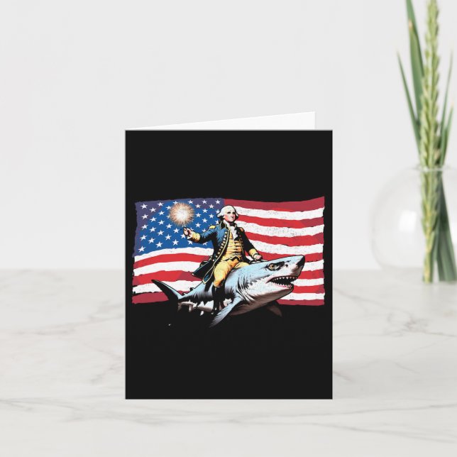 4 juli George Washington Riding Shark America Kort (Framsida)