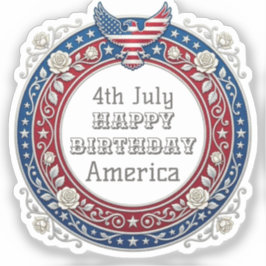 4 juli Glad födelsedag Amerika Patriotisk Örn Klistermärken