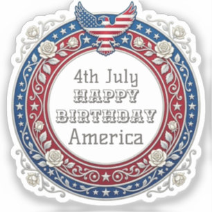 4 juli Glad födelsedag Amerika Patriotisk Örn Klistermärken