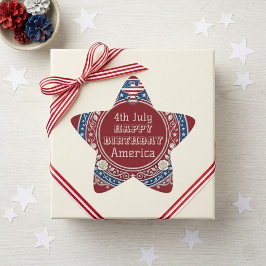 4 juli Glad födelsedag Amerika Patriotisk Örn Stjärnformat Klistermärke